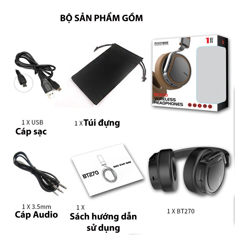 Tai nghe bluetooth Plextone BT270 không dây - ôm khít và êm tai | BigBuy360 - bigbuy360.vn