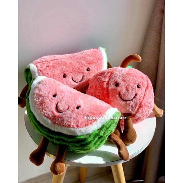 Gấu bông dưa hấu vui vẻ lông mịn dễ thương thú nhồi bông dưa hấu đồ chơi quà tặng|Gauxinhcorner