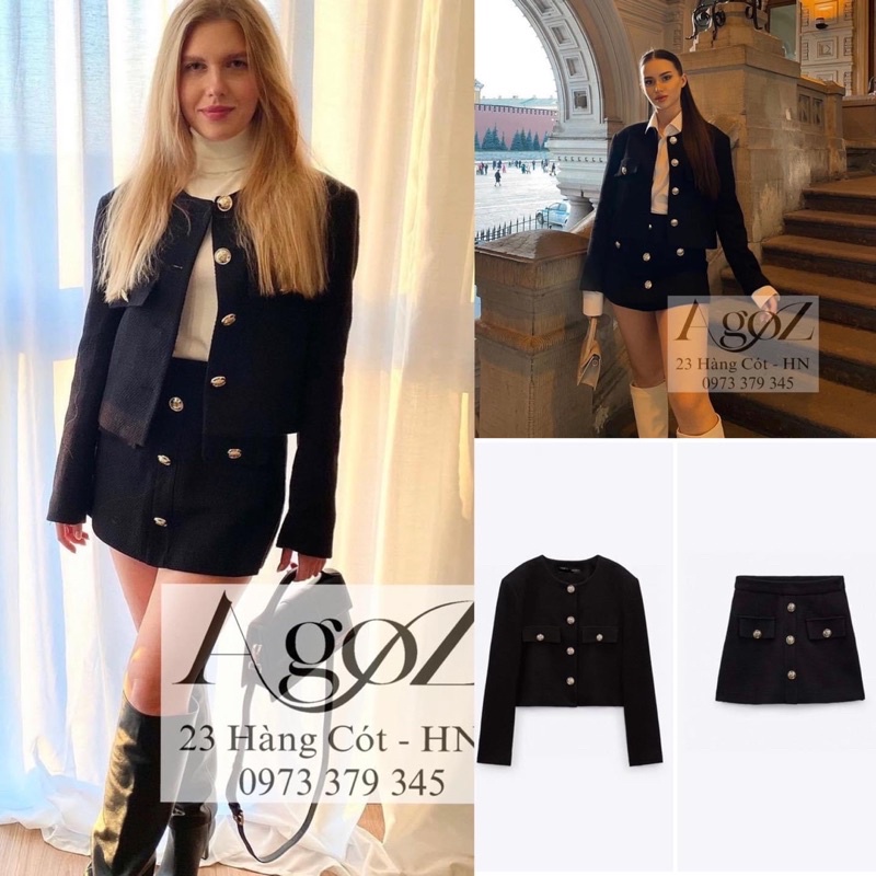 Pass set dạ đen zara xuất xịn nguyên tag