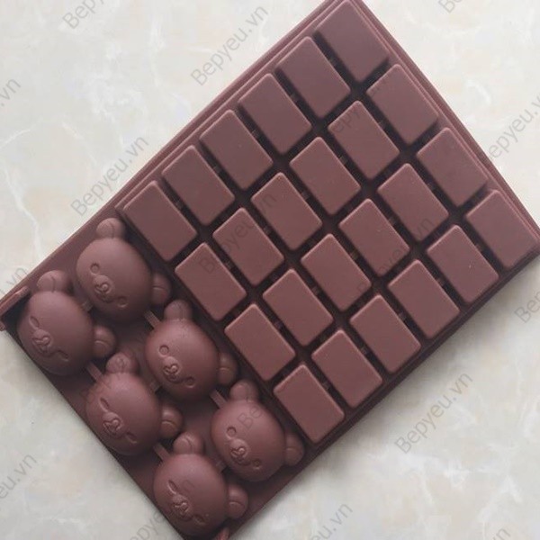 Khuôn silicon gấu vuông