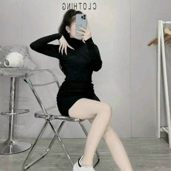 Đầm body cổ lọ cao cấp thu đông phôm chuẩn đẹp