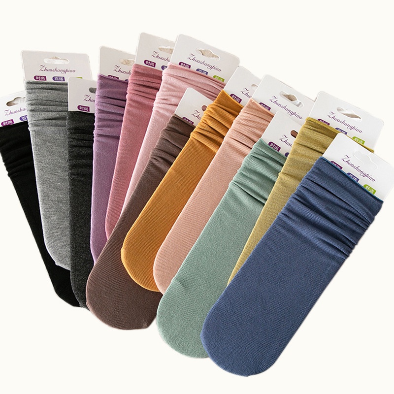 Tất vớ nữ nam cao cổ dài Nhún dễ thương hàn quốc đẹp Novset cổ cao nhún đủ màu trơn  [ TẤT NHÚN TRƠN ] [ MÃ A802 ]