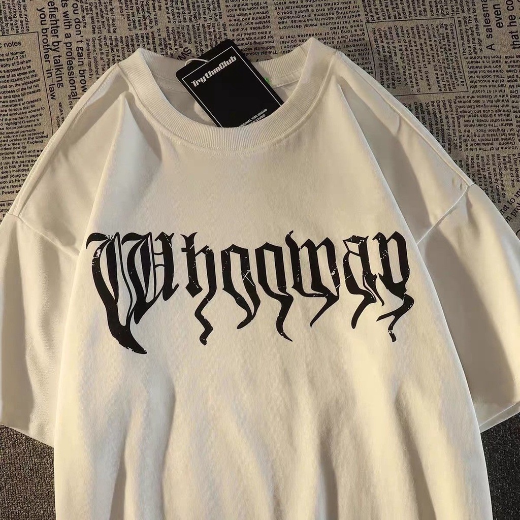 Áo Thun Tay Ngắn Dáng Rộng Vải Cotton Phong Cách Retro Mỹ Cá Tính Cho Nam