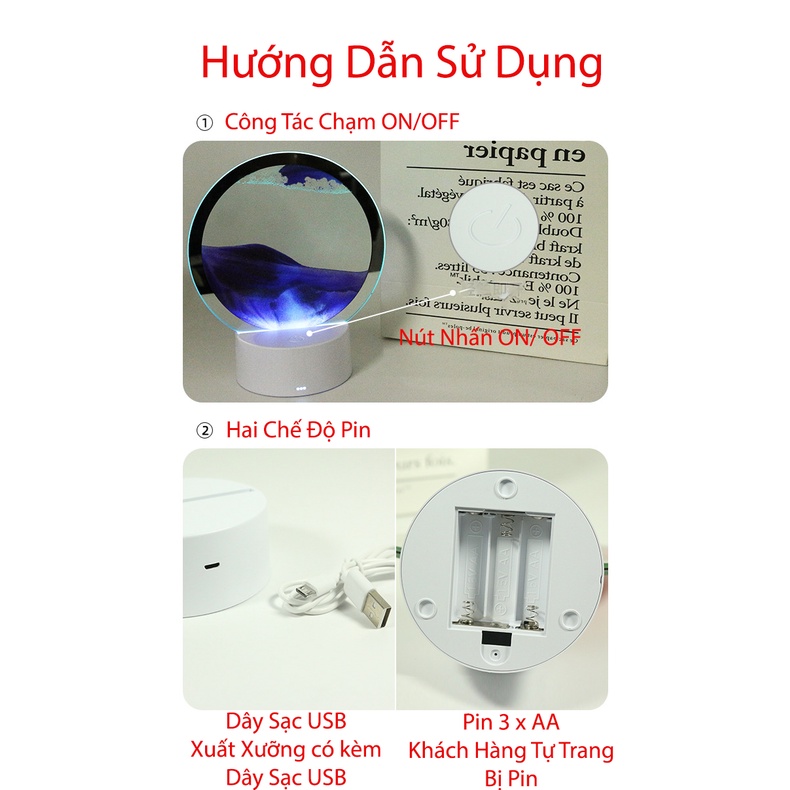 [Hàng Sẳn] Tranh cát chuyển động 3D Kết hợp đèn led chiếu sáng xung quanh , làm quà tặng , trang trí nhà cửa phong thủy.