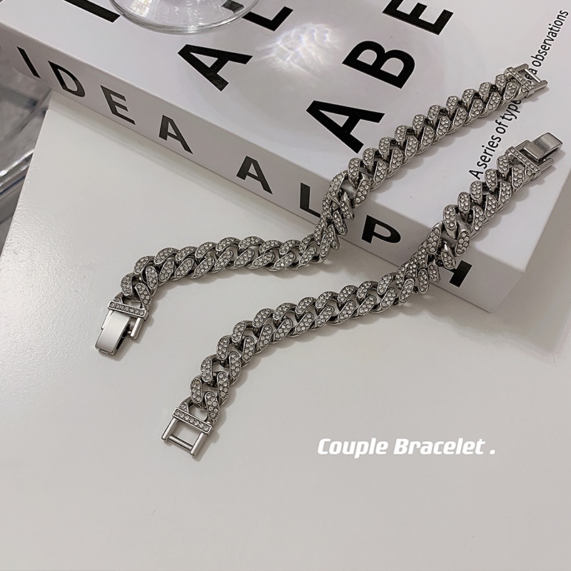 Vòng Tay Đính Đá Phong Cách hip hop Thời Trang Cho Nam Và Nữ