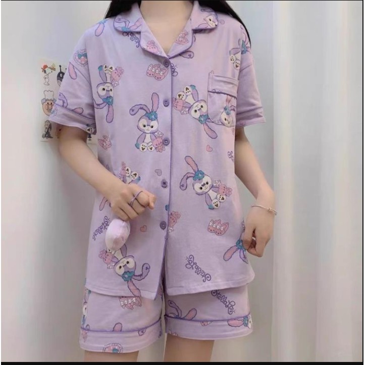 Bộ Đồ Ngủ Pijama nữ tay ngắn quần ngắn chất kate thái - Bộ đồ mặc ở nhà trẻ em dễ thương size từ 35-62kg