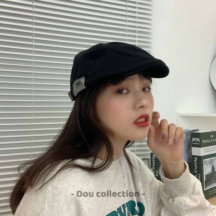[Nowship2h] Mũ Nồi (Nón Beret) Retro Nam Nữ Unisex Họa Tiết EST 1973 Đính Bên Hông Phong Cách Nhật Bản - Mã NV032