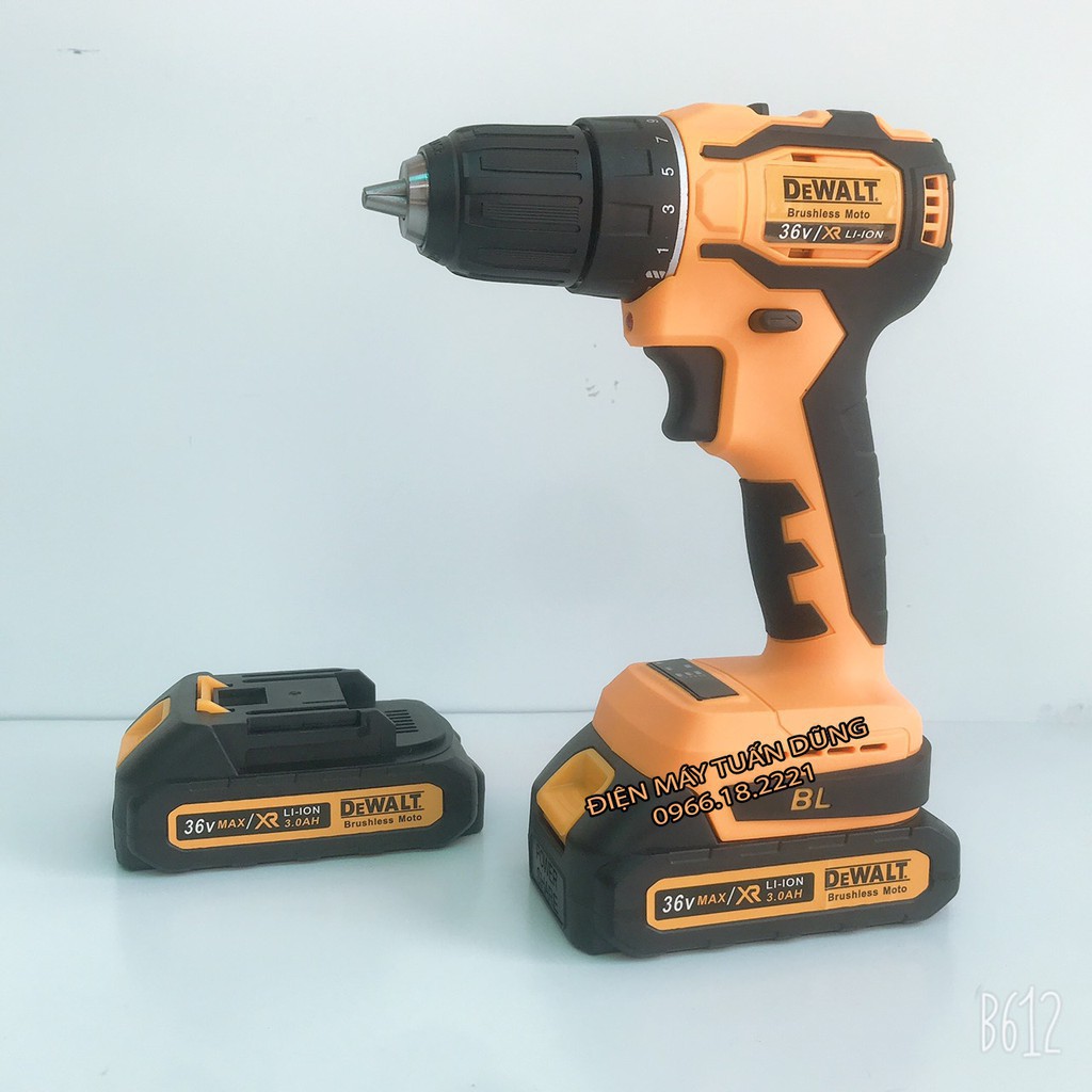 [GIÁ GỐC] Máy khoan pin Dewalt 36v KHÔNG CHỔI THAN, 2 pin, 100% dây đồng [CAM KẾT CHÍNH HÃNG]