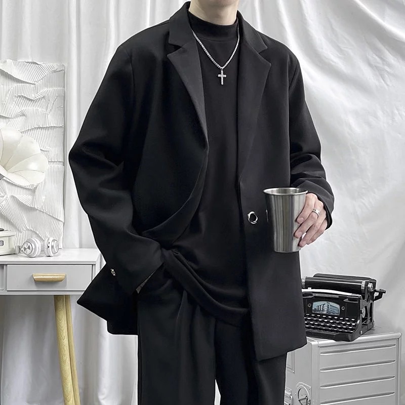 ÁO KHOÁC BLAZER VETS HÀN QUỐC T-A-N AV020 KÈM ( phụ kiện ). MÀU ĐEN Và TRẮNG KEM