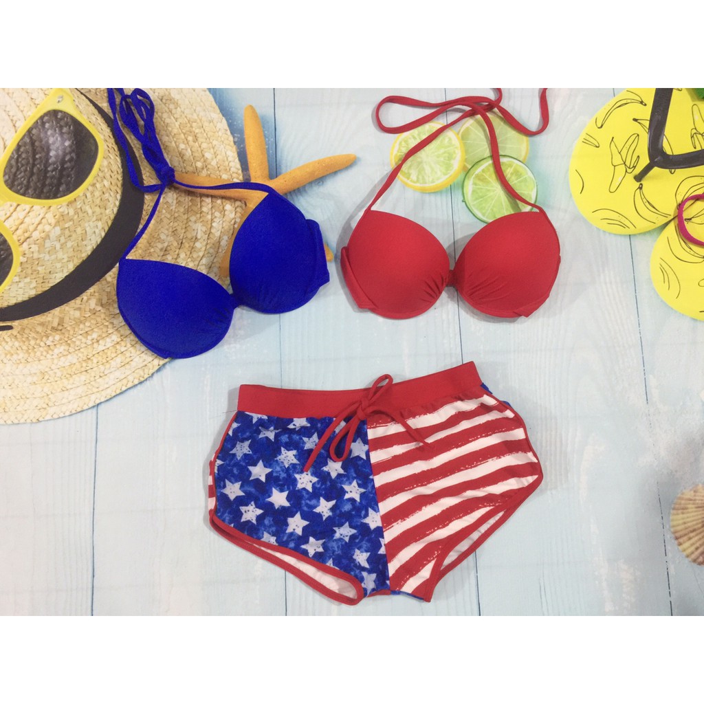 Bikini 2 Mảnh ( set áo gọng đỏ +quần, set áo gọng xanh+ quần)
