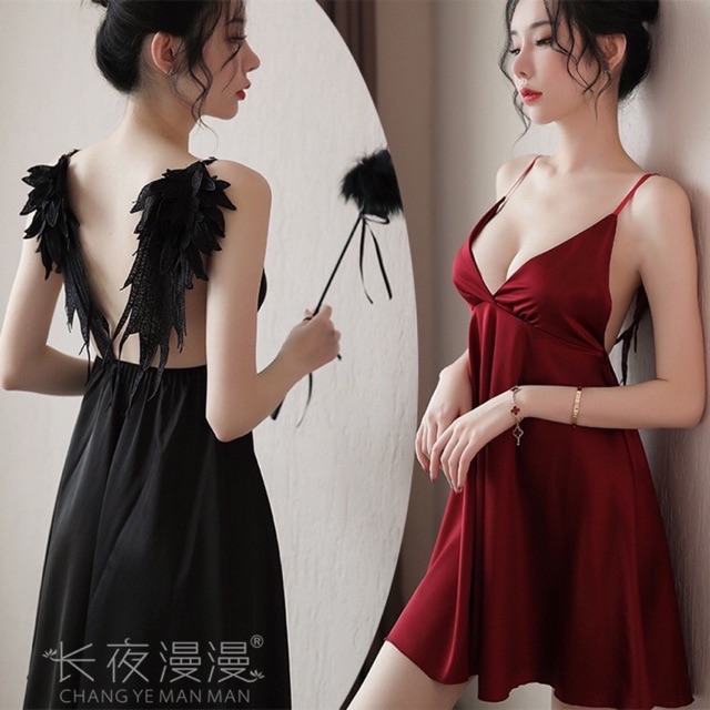 Đầm Ngủ Lụa Cao Cấp Cosplay Thiên Thần Ác Quỷ. SHIP HỎA TỐC TPHCM. Đồ Ngủ Cosplay Sexy. ThaoBonita T057