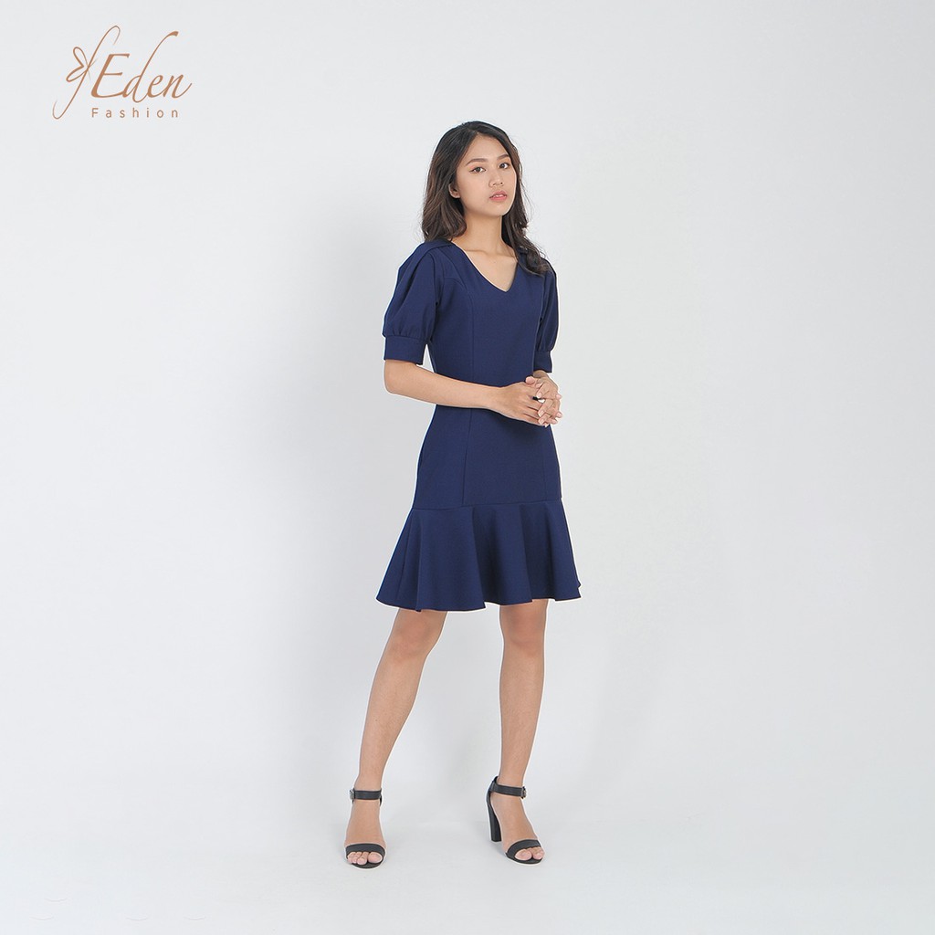 Đầm nữ công sở thiết kế thời trang Eden dạng váy đuôi cá vải cotton dày dặn thoáng mát không nhăn - D406