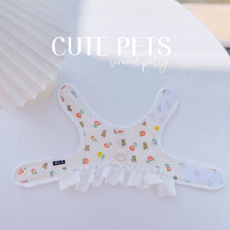 Dây dắt kèm Yếm cho Chó Mèo hoạ tiết Hoa nhí - Nhiều size, kích cỡ (Ảnh Thật)