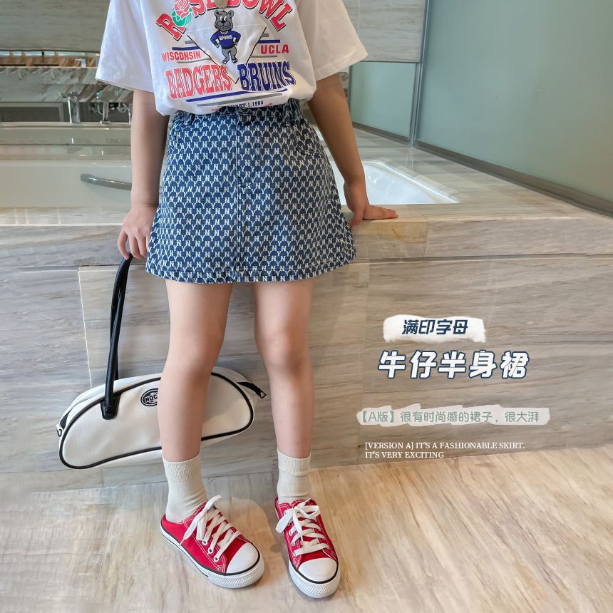 Hàng Mới Về Đầm Denim Chữ A Dáng Ngắn In Họa Tiết Thời Trang Mùa Hè Xinh Xắn Cho Bé Gái T5