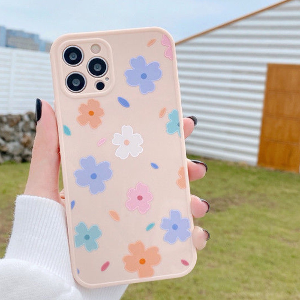 Ốp điện thoại in họa tiết hoa nhiều màu sắc thích hợp cho iPhone 12 11 pro max x xs max xr 7 8 plus