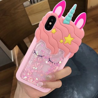 Ốp lưng dẻo hình kỳ lân kim tuyến nước dễ thương cho iPhone 6 6s 7 8 Plus