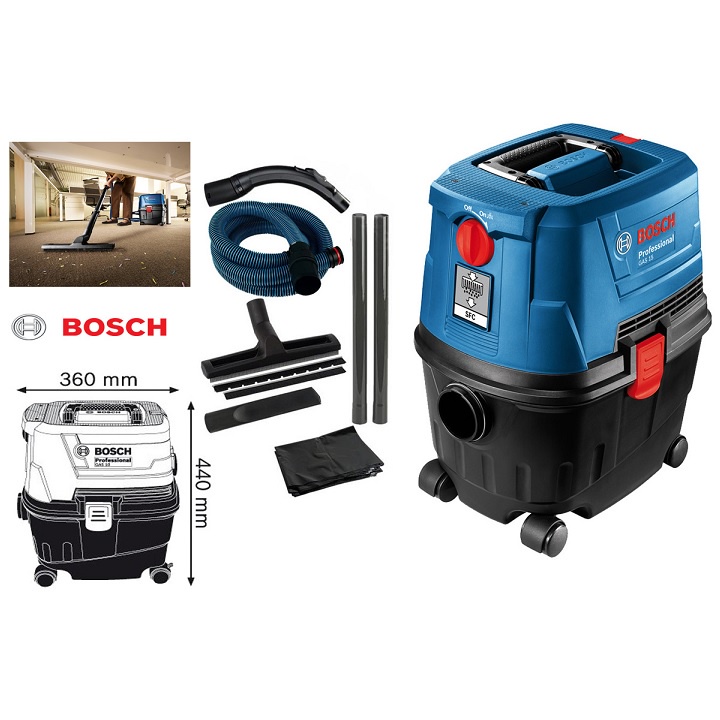 [CHÍNH HÃNG] Máy Hút Bụi Bosch GAS 15 PS MỚI, Giá Đại Lý Cấp 1, Bảo Hành Tại TTBH Toàn Quốc