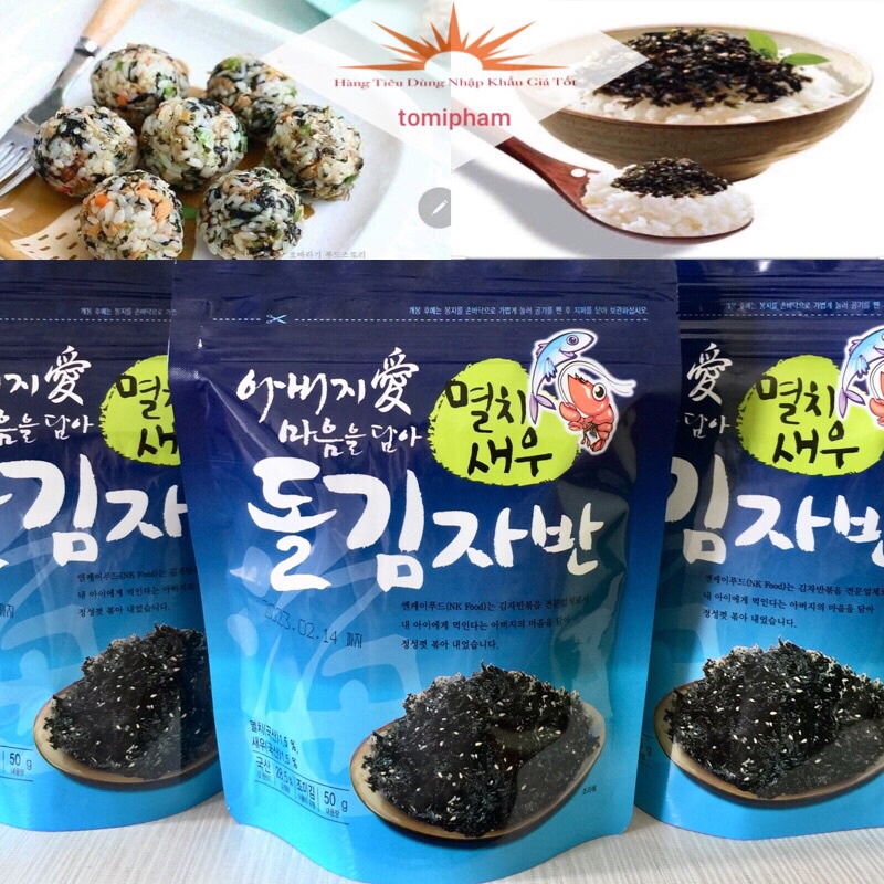(New)Rong Biển Kim Vụn Trộn Cơm NK FOOD Túi Zip 50g Hàn Quốc-Hải Sản Cá Tôm Có Vừng-Rong Biển Ăn Liền Rắc Cơm Cho Bé