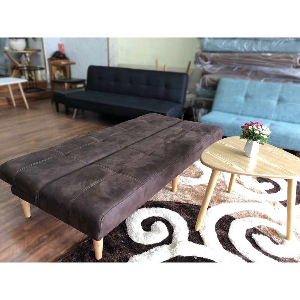 Ghế Sofa Bed Giường Ngủ Da Lộn Mền Mịn - Nâu Đen 1m8*93cm