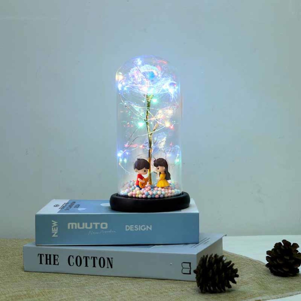 Bông Hồng Vĩnh Cửu Bằng Lá Vàng Có Đèn Led Sáng Tạo