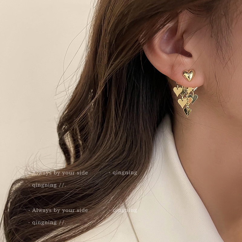 DREJEW Bông Tai Mạ Vàng 925 Hình Trái Tim Phong Cách Hàn Quốc Ngọt Ngào Thời Trang Mùa Hè Mới Cho Nữ