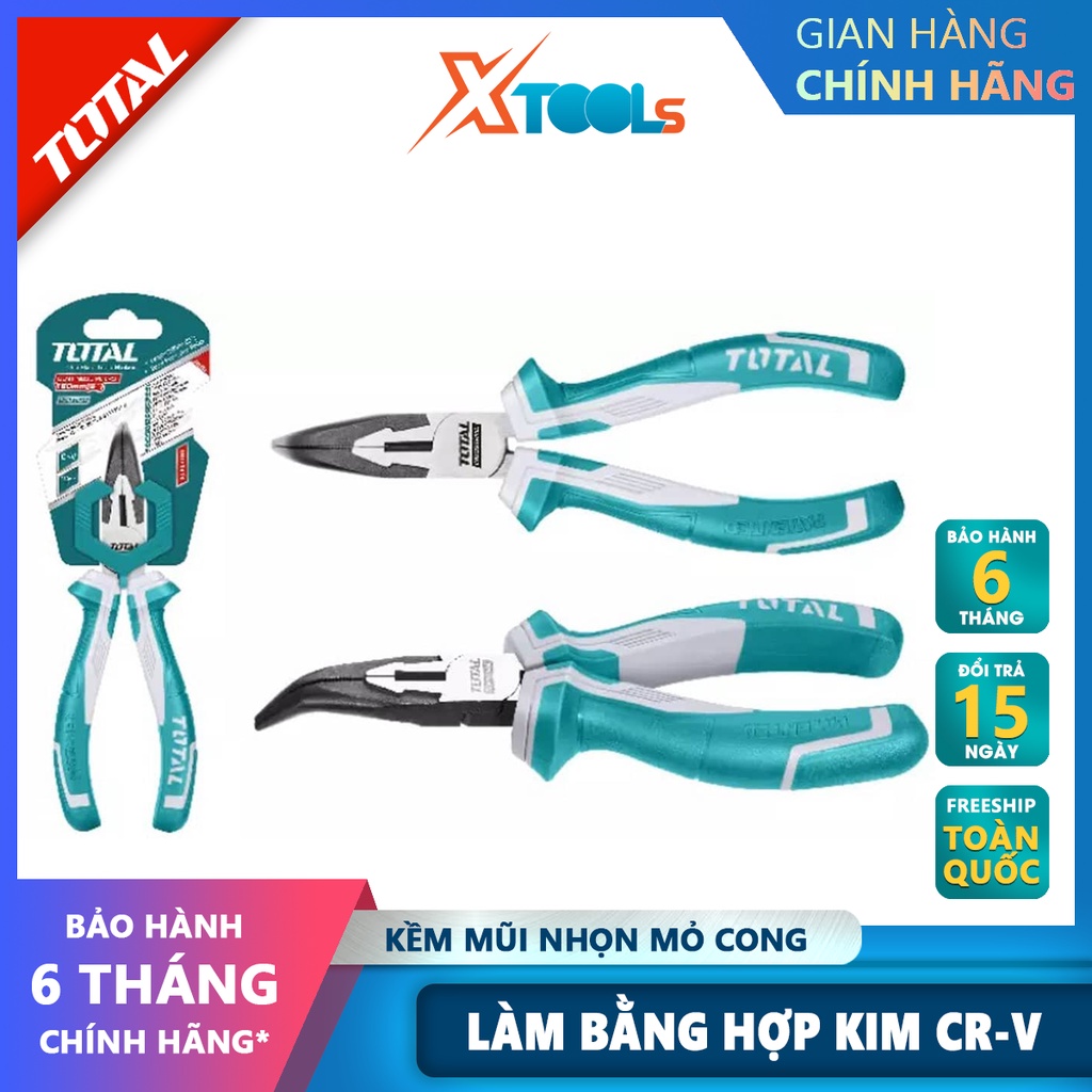 Kìm nhọn mũi cong TOTAL THT24616 | kềm mũi nhọn mỏ cong khả năng cắt dây điện mềm 4.0mm, cắt dây cứng 2.8mm kích thước 1