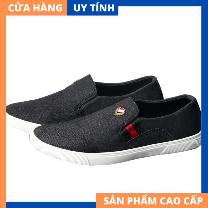 Giày lười vải nam thân đen đế trắng VP361 GấuNâu [HÀNG CAO CẤP] | BigBuy360 - bigbuy360.vn