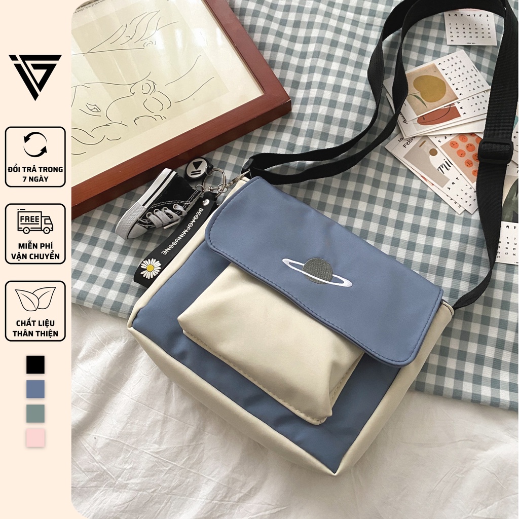 Túi đeo chéo nam nữ đi chơi phong cách Ulzzang Hàn Quốc thêu hành tinh