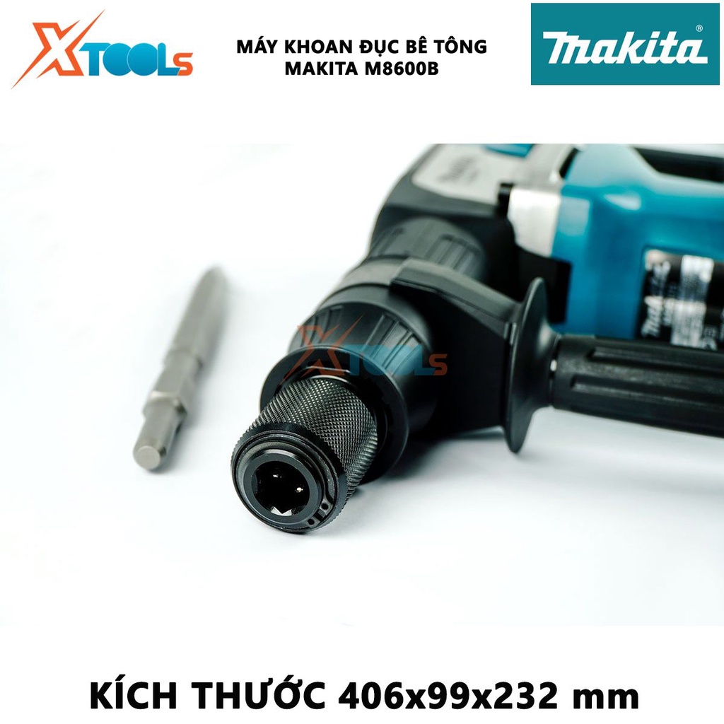 Máy đục bê tông 17mm Makita M8600B | Máy khoan đục bê tông Công suất 900W Tốc độ đập 2,900 l/p, dùng cho các ngành nghề