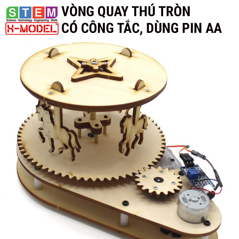 Đồ chơi lắp ráp gỗ 3D cho bé X- MODEL ST20 Vòng quay ngựa gỗ