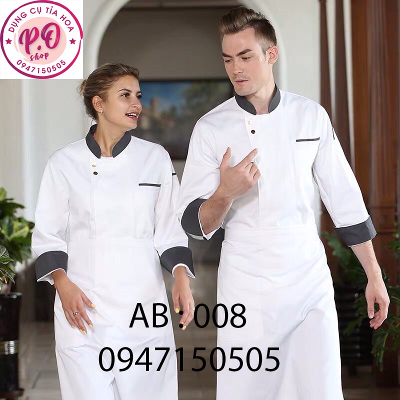Áo bếp,đồng phục bếp dài tay,nhà hàng khách sạn