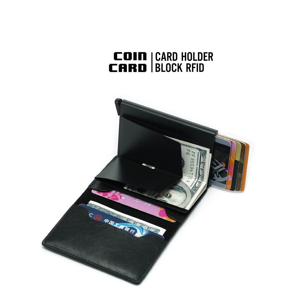 CARD HOLDER có ngăn đựng kim loại chống trộm quẹt thẻ nhiều khe cắm - COINCARD