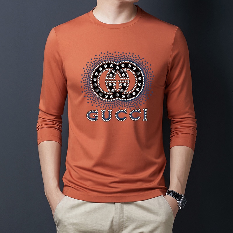 Original 2021 Latest Gucci Men's Long Sleeves White T-shirt Size: M-3XL 009790