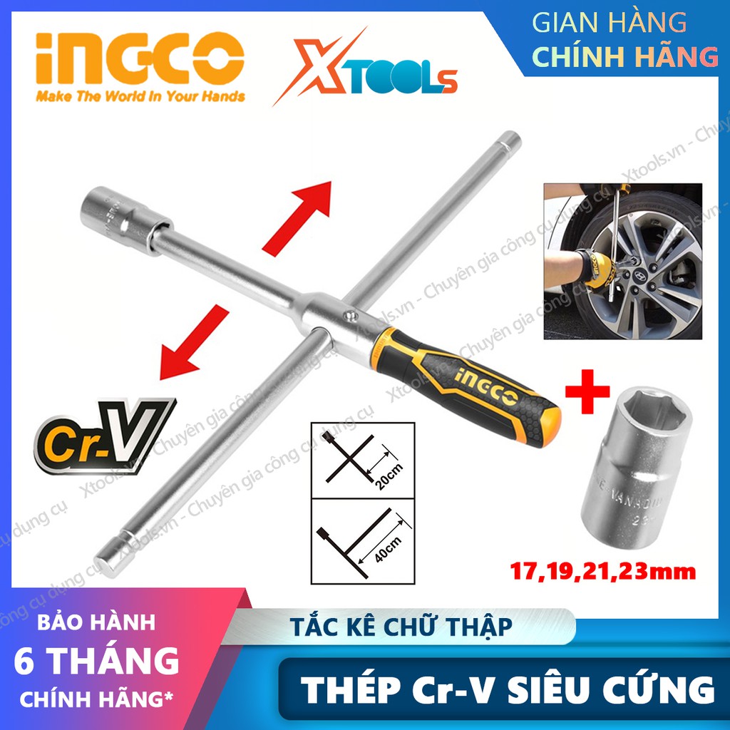 Bộ cần siết chữ T tự động đầu tuýp thay đổi đa năng INGCO HRCW40231 tắc kê chữ thập thép Cr-V không gỉ mở bulong ốc vít