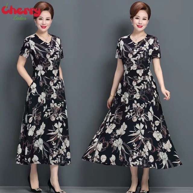 VÁY ĐẦM TRUNG NIÊN KIỂU ĐẦM SUÔNG VOAN CAO CẤP - VÁY ĐẦM TRUNG NIÊN ĐẸP CHERRY LADIES | BigBuy360 - bigbuy360.vn