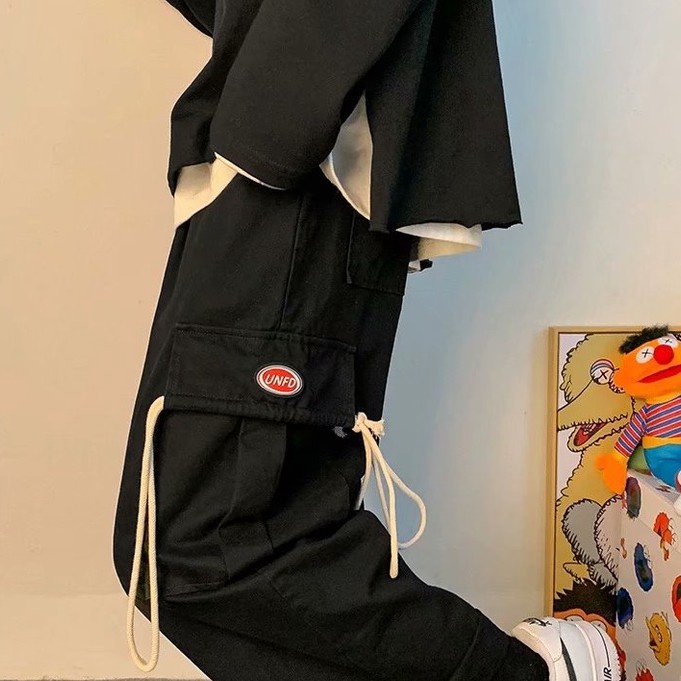 Unisex Quần Túi Hộp Nam Thời Trang Hàn Quốc Quần Ống Rộng Simple Cargo Pants Harajuku Quần Baggy ốNg RộNg