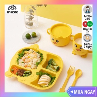 Bộ Bát Ăn Dặm 6 Chi Tiết ANHOME, Bộ Bát Ăn Dặm Kiểu Nhật Hình Vịt Xinh Xắn Cho Bé