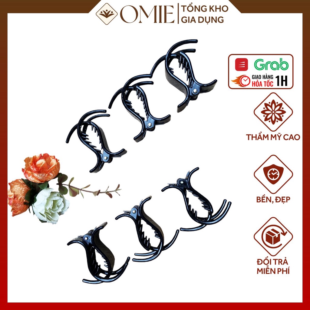 Kẹp tóc càng cua 5 răng 3 răng màu đen OMIE kẹp tóc càng cua Hàn Quốc nhiều màu tạo xoăn chống gãy
