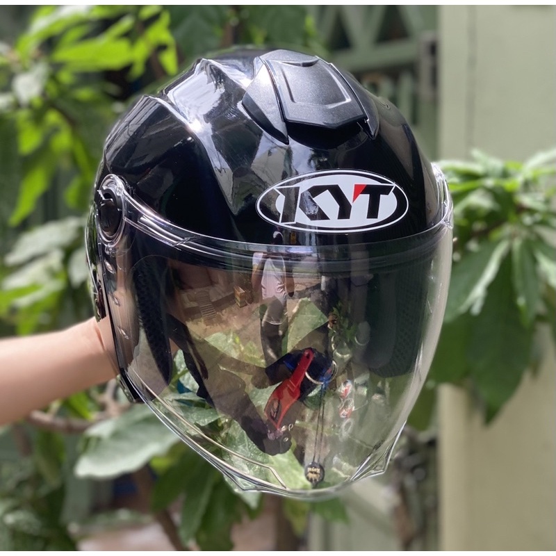 MŨ BẢO HIỂM 3/4 1 KÍNH XH01 ĐEN BÓNG CỰC NGẦU , LÊN LOGO KYT VÀ BH 12 tháng