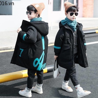 Áo khoác phao cotton dày dáng dài thời trang thu đông Hàn Quốc mới cho bé trai 2021