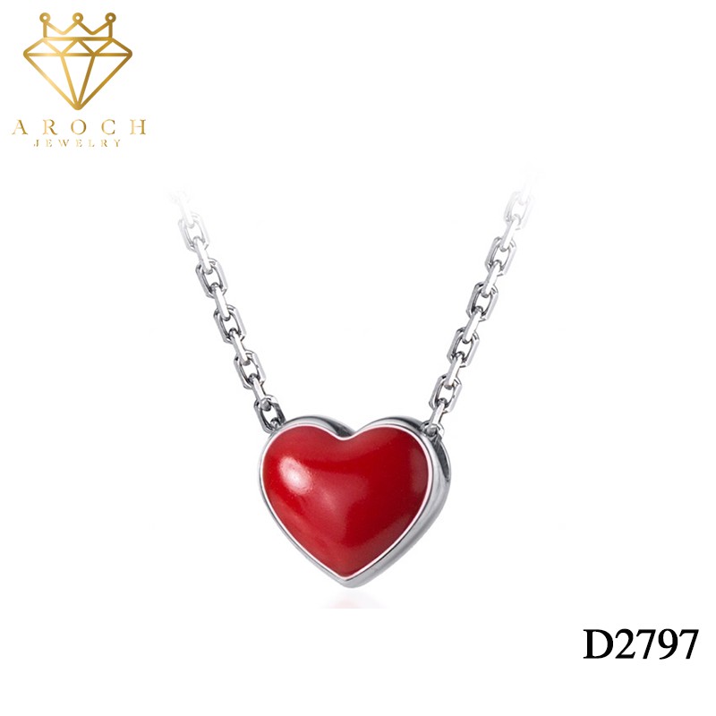 Dây chuyền bạc Ý s925 mặt trái tim đỏ D2797 - AROCH Jewelry