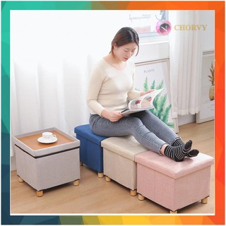 Ghế đôn đa năng kèm chân đế kiêm ghế hộp đựng đồ Chorvy có thể gấp gọn tiếp kiệm diện tích dành cho văn phòng chung cư