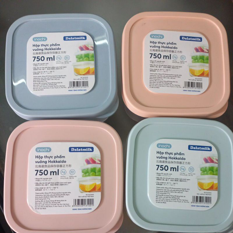 Hôp nhựa thực phẩm vuông Hokkado 750ml