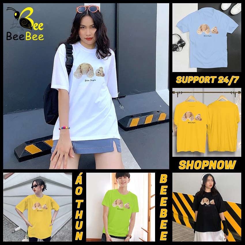 Áo thun in hình BEEBEE palm angels teddy-PAT001 100% COTTON