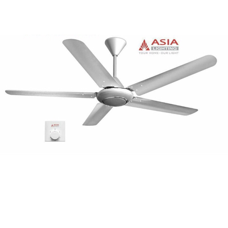 Quạt trần Asia 5 cánh màu bạc lưu lương gió lên đến 230m3/phút cực mát