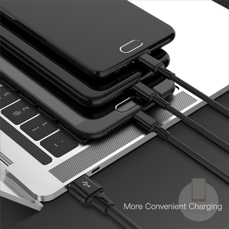 Dây cáp sạc nhanh 1.2m 3 trong 1 thích hợp cho IPMicro Usb Type C