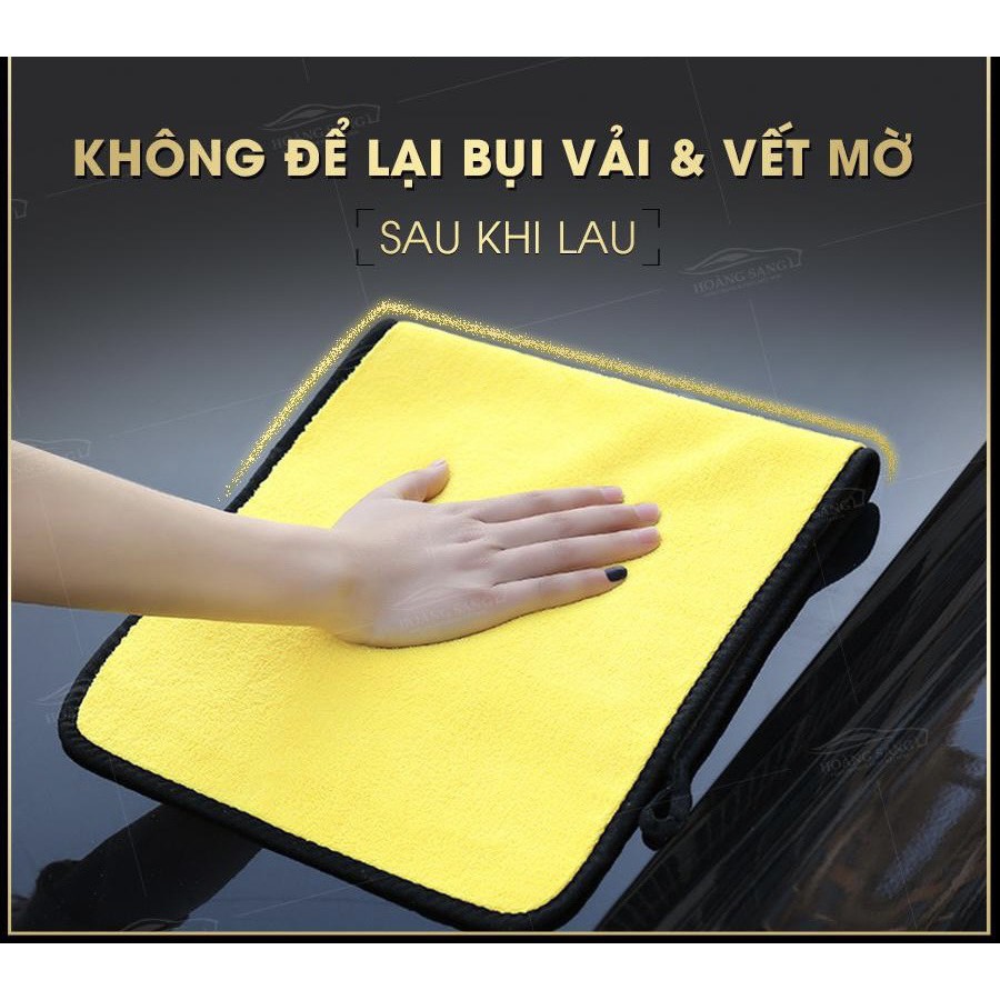 Khăn microfiber 2 mặt 2 lớp vàng ghi siêu dầy siêu thấm nước size 30x60cm