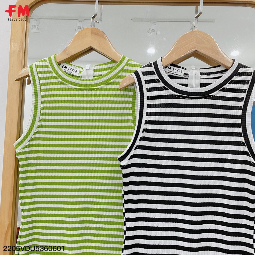 Đầm body sexy FM Style dáng dài ôm eo sát nách hoạ tiết sọc ngang chất thun co giãn 4 chiều thời trang sexy 205060040