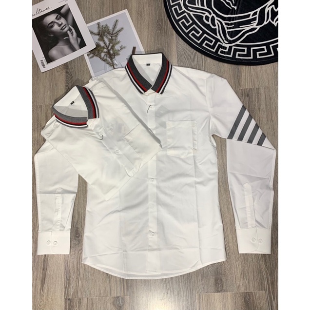 Áo sơ mi dài tay nam,Áo sơ mi trắng thom ba vạch tay cực sang full sz M L Xl