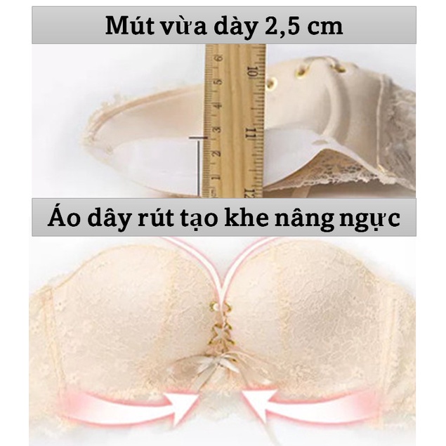 Áo ngực không dây  Ren Công Chúa Có Dây Rút Tạo Khe Nâng Ngực Yion Underwear AKD08